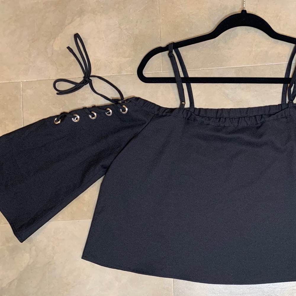 Black off the shoulder top